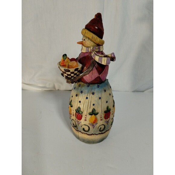 Jim Shore Snowman 112254 Winter's Bounty 2003 Pear,Apple Theme  Preowned - Picture 6 of 8
